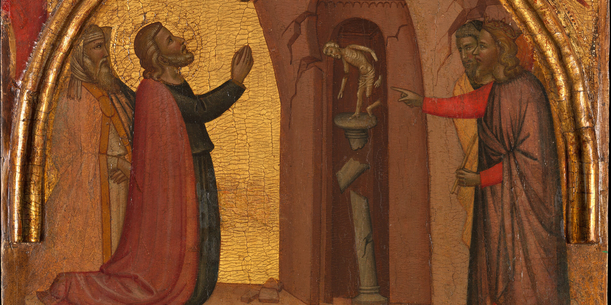Ο Άγιος Ιωάννης ο Ευαγγελιστής προκαλεί την κατάρρευση ενός ειδωλολατρικού ναού. (Francescuccio Ghissi -Μητροπολιτικό Μουσείο Τέχνης, Νέα Υόρκη)